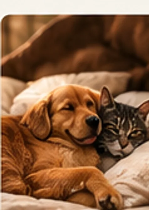 Cão e gato descansando juntos